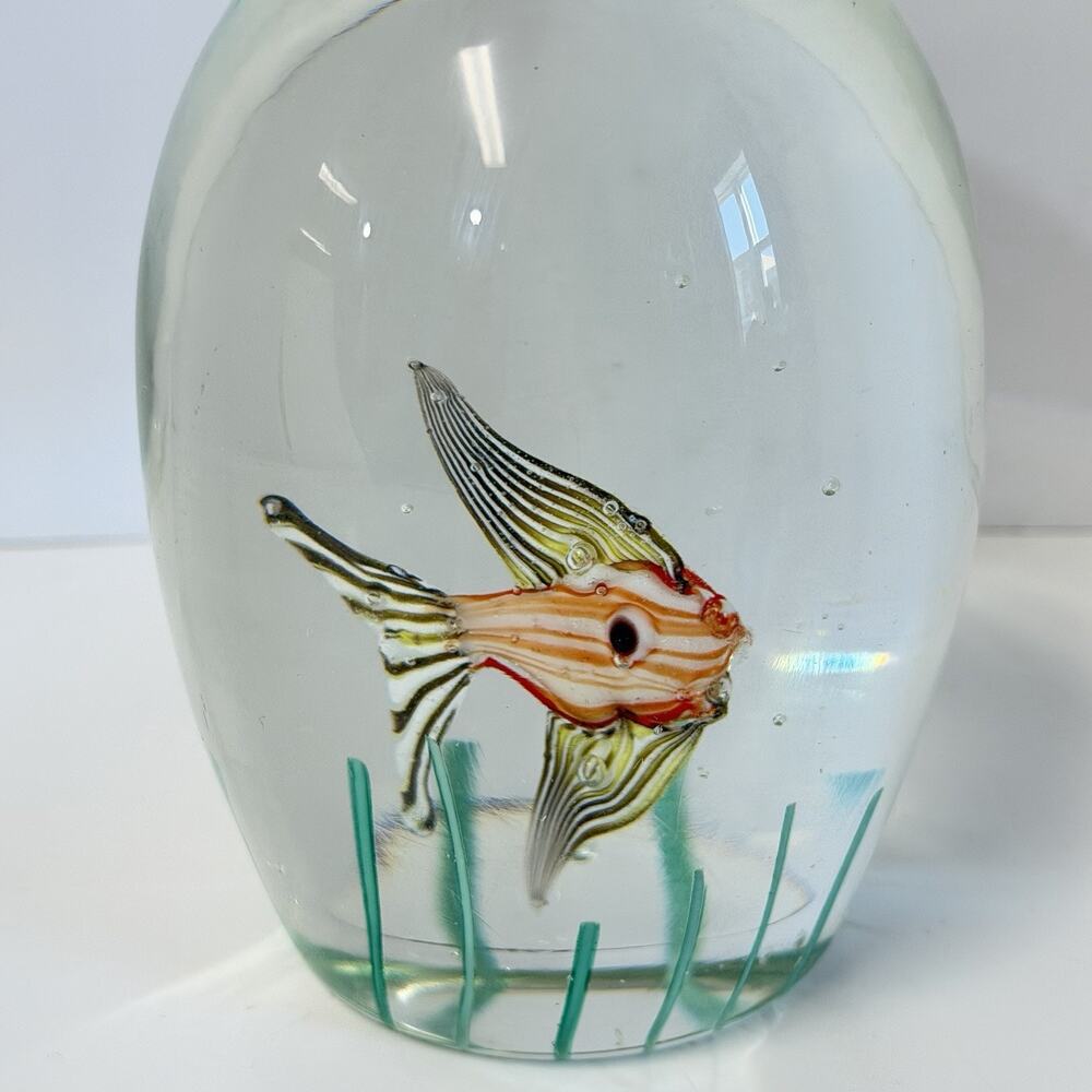 MURANO Art Glass Domed Egg Shaped Fish Aquarium Sculpture Tropical - Picture 3 of 7